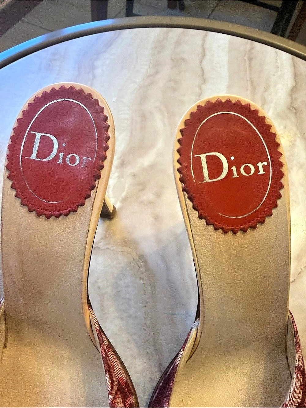 Dior by John Galliano Trotter Padlock & Key Mule Sandals Heels pink, and burgund - Picture 3 of 6
